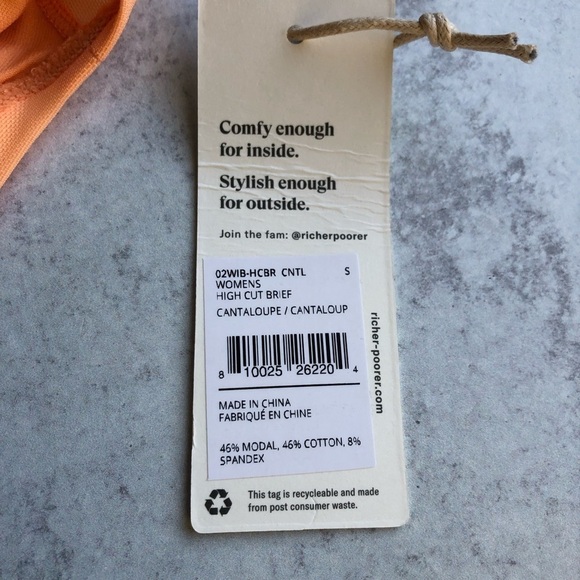 RicherPoorer Womens High Cut Brief Panty Mesh Sides Small Cantalope - Picture 8 of 11